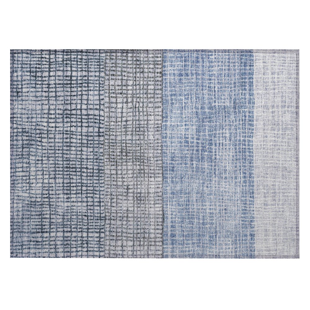 Machine Washable Indoor/Outdoor Chantille Blue 1'8" x 2'6" Rug. Picture 1