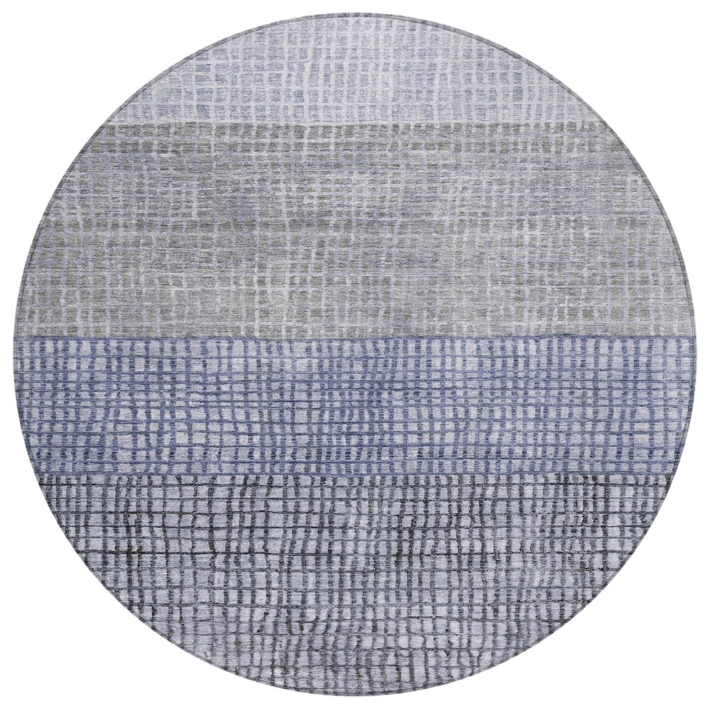 Machine Washable Indoor/Outdoor Chantille Denim 8' x 8' Round Rug. Picture 1
