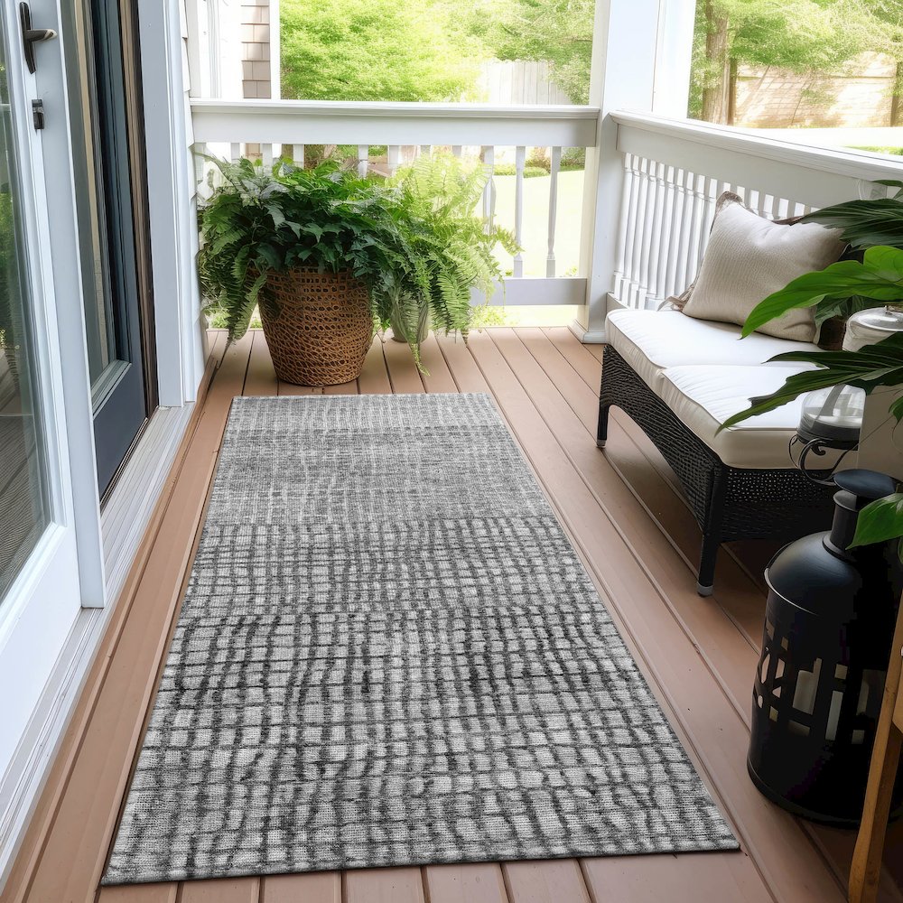 Machine Washable Indoor/Outdoor Chantille Gray 2'3" x 7'6" Runner Rug. Picture 6
