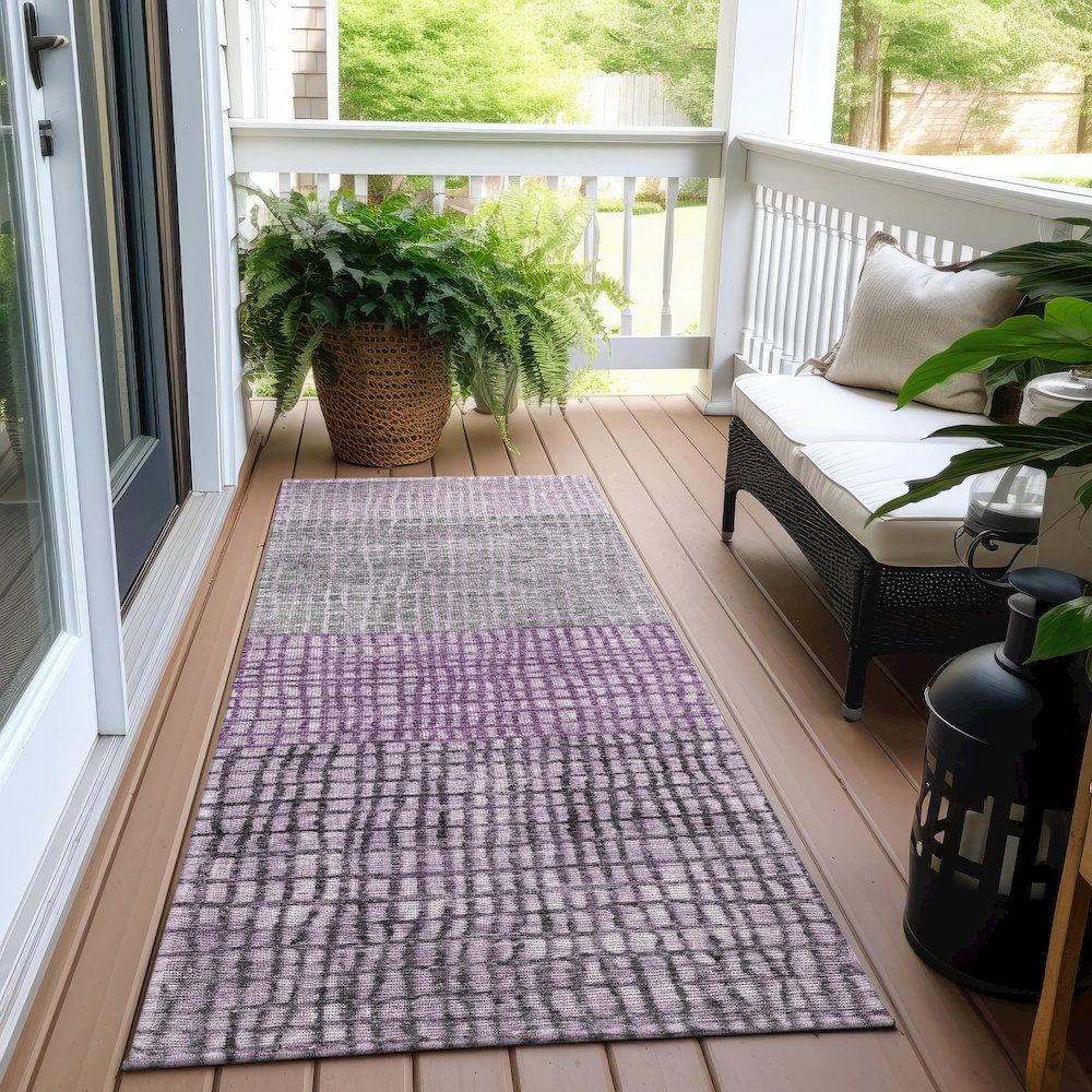 Machine Washable Indoor/Outdoor Chantille Plum 2'3" x 7'6" Runner Rug. Picture 6