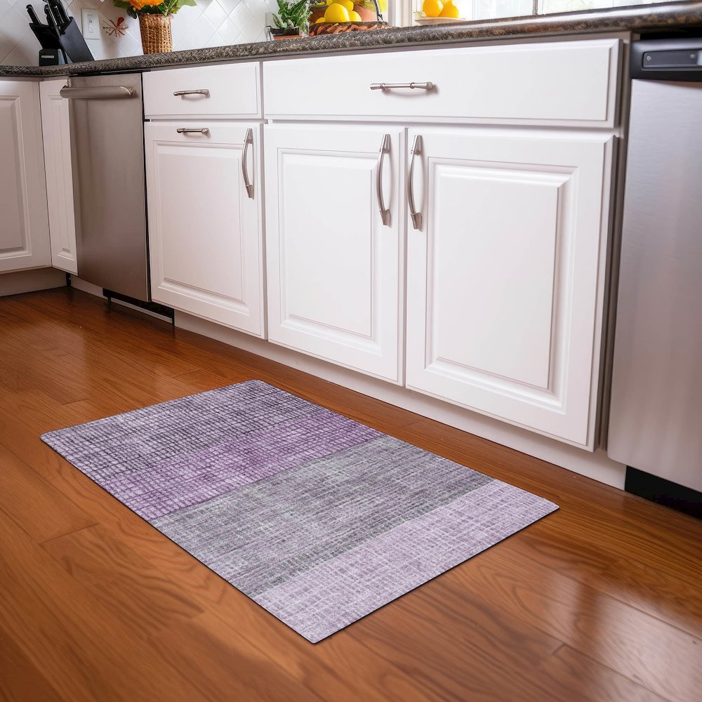 Machine Washable Indoor/Outdoor Chantille Plum 1'8" x 2'6" Rug. Picture 5