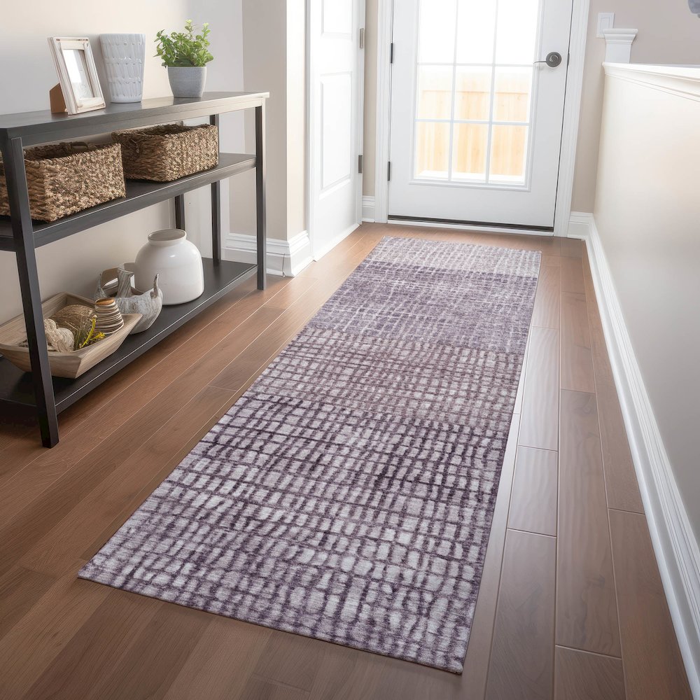 Machine Washable Indoor/Outdoor Chantille Purple 2'3" x 7'6" Runner Rug. Picture 5