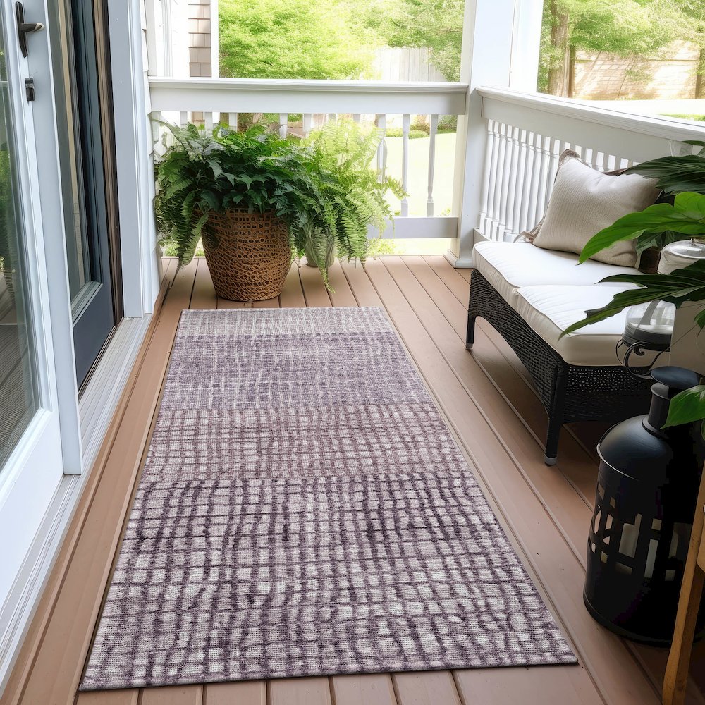 Machine Washable Indoor/Outdoor Chantille Purple 2'3" x 7'6" Runner Rug. Picture 6
