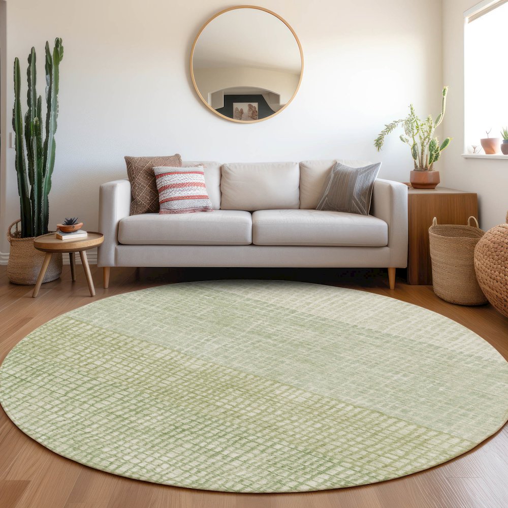 Machine Washable Indoor/Outdoor Chantille Sage 8' x 8' Round Rug. Picture 5