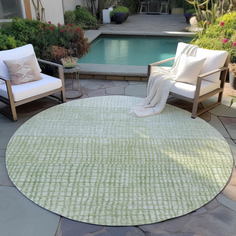 Machine Washable Indoor/Outdoor Chantille Sage 8' x 8' Round Rug. Picture 6