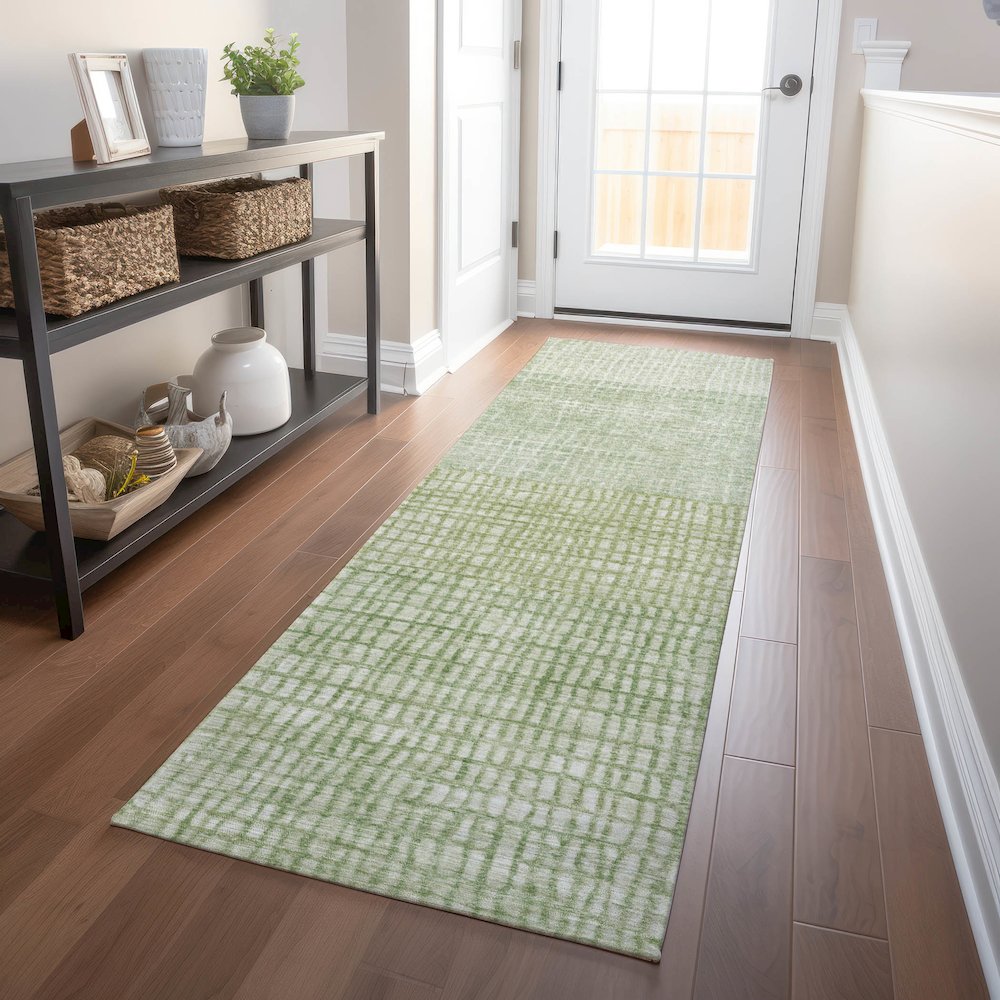 Machine Washable Indoor/Outdoor Chantille Sage 2'3" x 7'6" Runner Rug. Picture 5