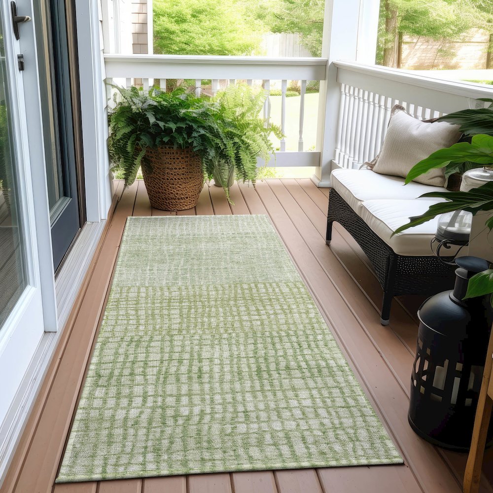 Machine Washable Indoor/Outdoor Chantille Sage 2'3" x 7'6" Runner Rug. Picture 6