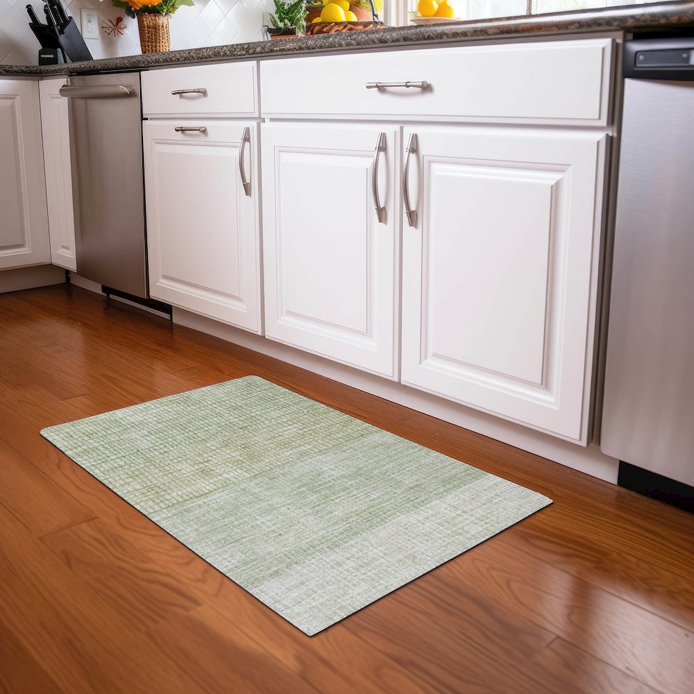 Machine Washable Indoor/Outdoor Chantille Sage 1'8" x 2'6" Rug. Picture 5