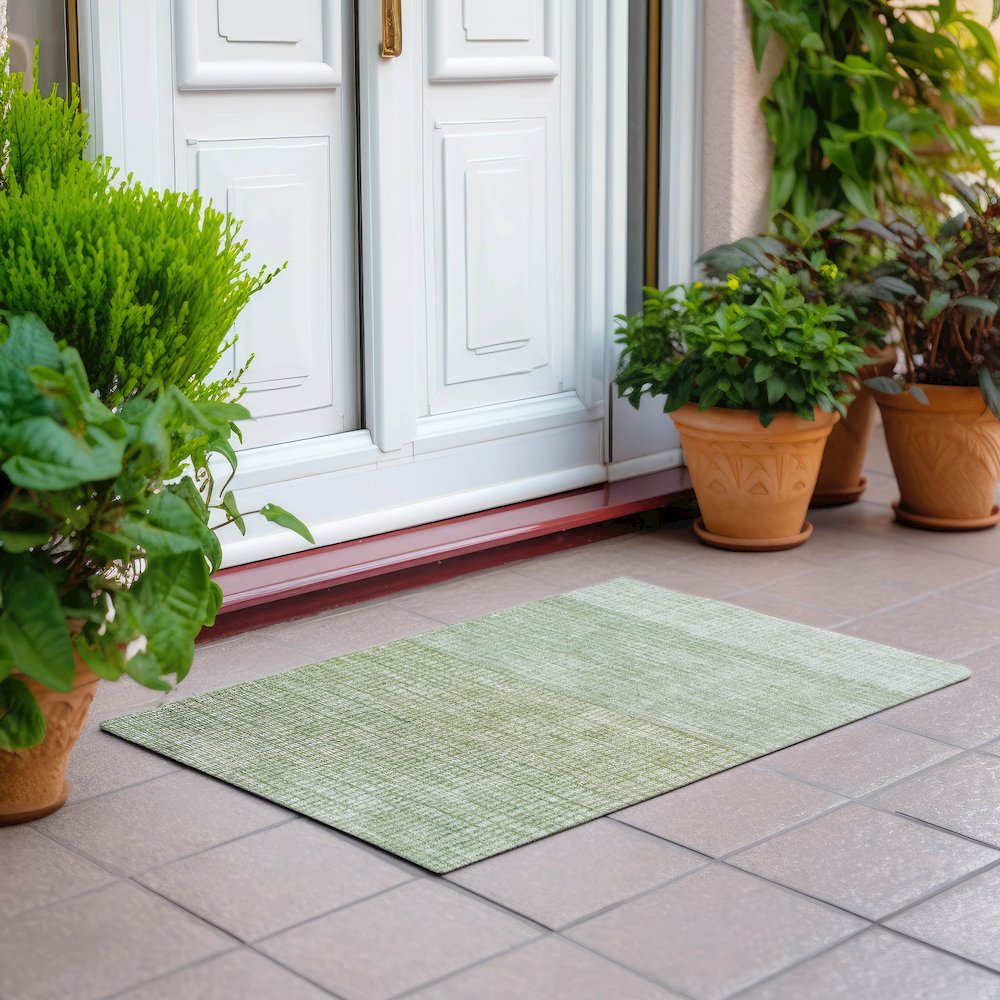 Machine Washable Indoor/Outdoor Chantille Sage 1'8" x 2'6" Rug. Picture 6