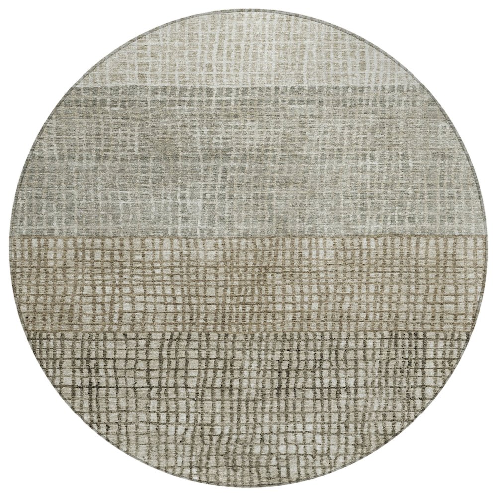 Machine Washable Indoor/Outdoor Chantille Taupe 8' x 8' Round Rug. Picture 1