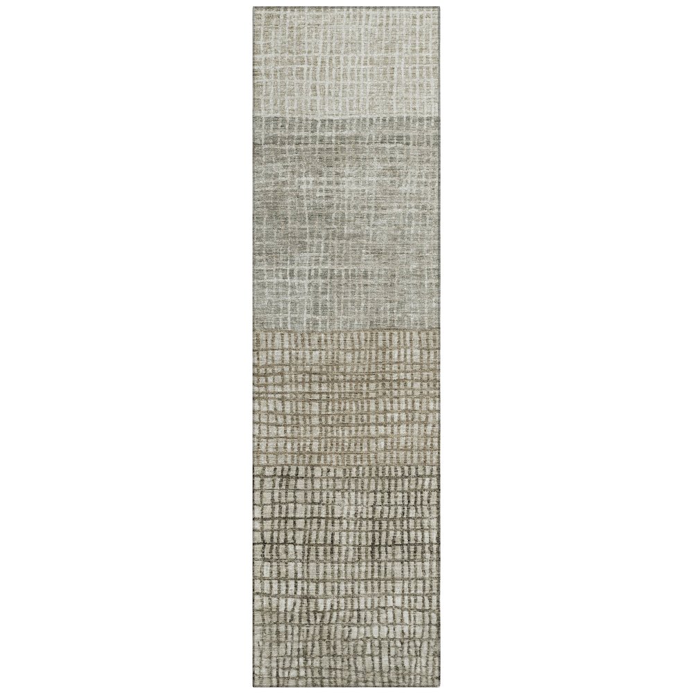 Machine Washable Indoor/Outdoor Chantille Taupe 2'3" x 7'6" Runner Rug. Picture 1