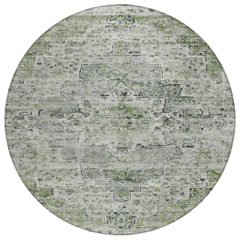 Machine Washable Indoor/Outdoor Chantille Aloe 8' x 8' Round Rug. Picture 1