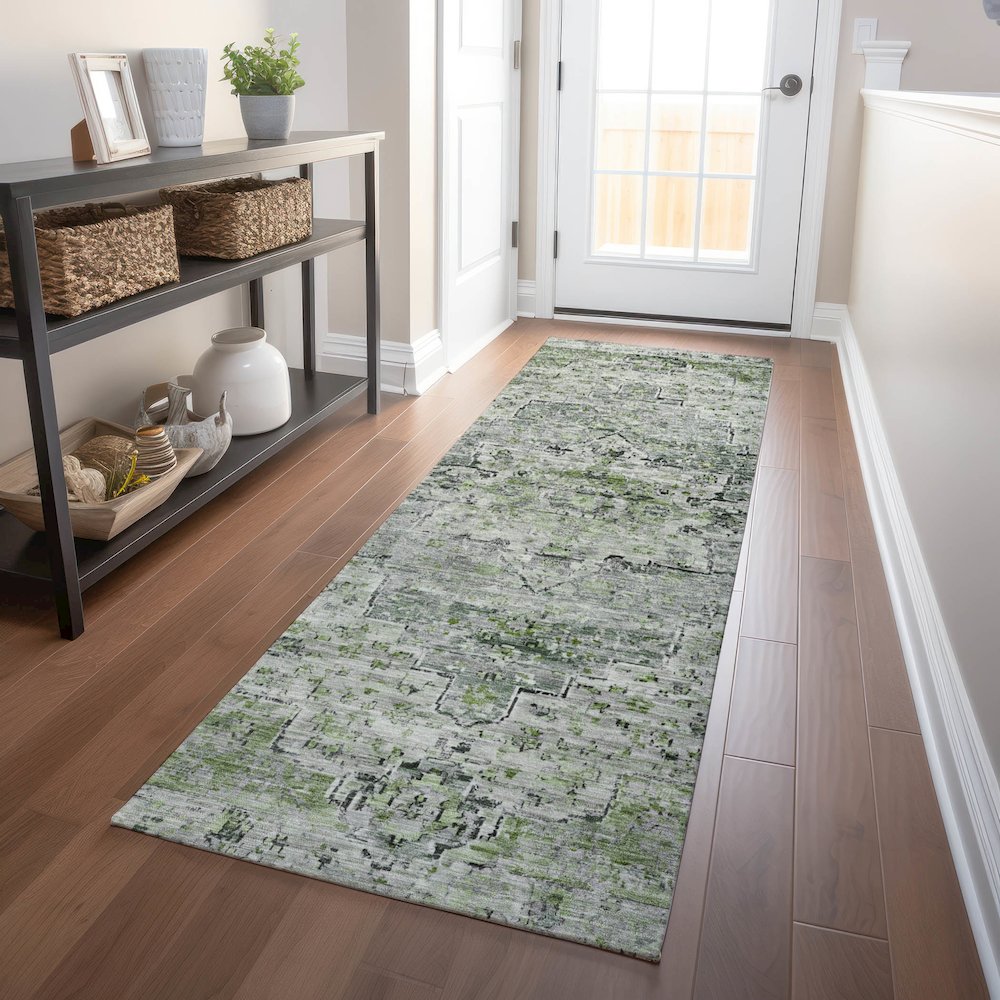 Machine Washable Indoor/Outdoor Chantille Aloe 2'3" x 7'6" Runner Rug. Picture 5