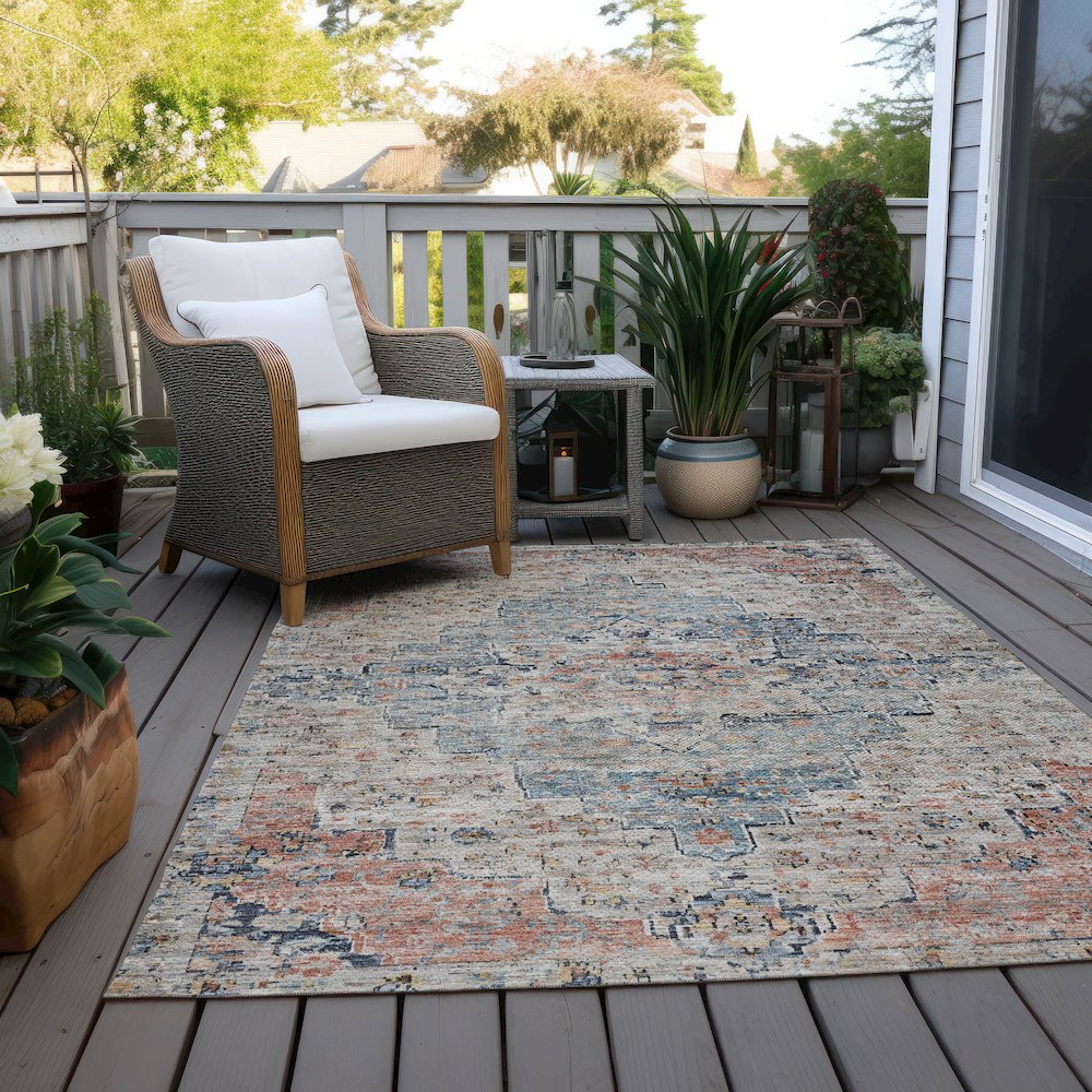 Machine Washable Indoor/Outdoor Chantille Beige 2'6" x 3'10" Rug. Picture 8