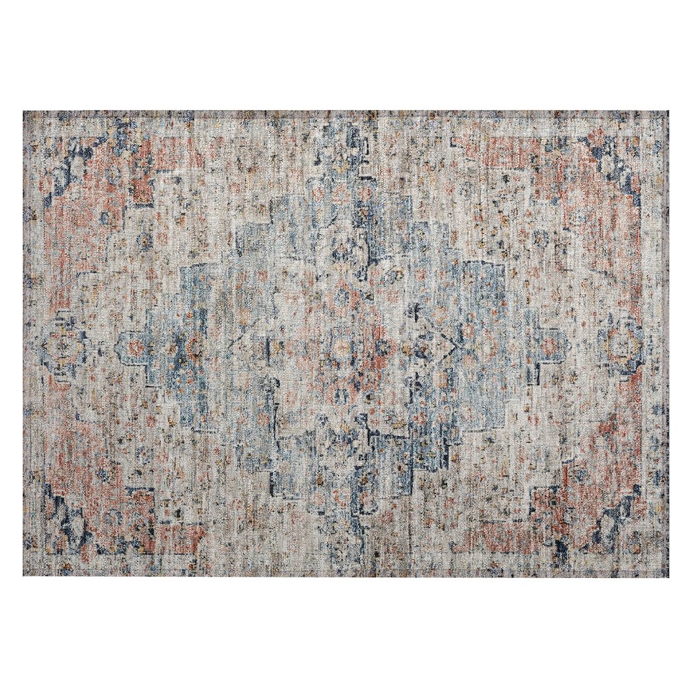 Machine Washable Indoor/Outdoor Chantille Beige 1'8" x 2'6" Rug. Picture 1