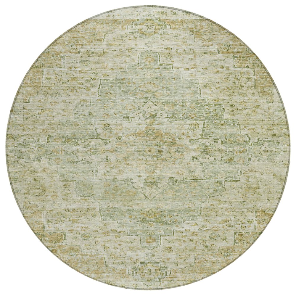 Machine Washable Indoor/Outdoor Chantille Sage 8' x 8' Round Rug. Picture 1