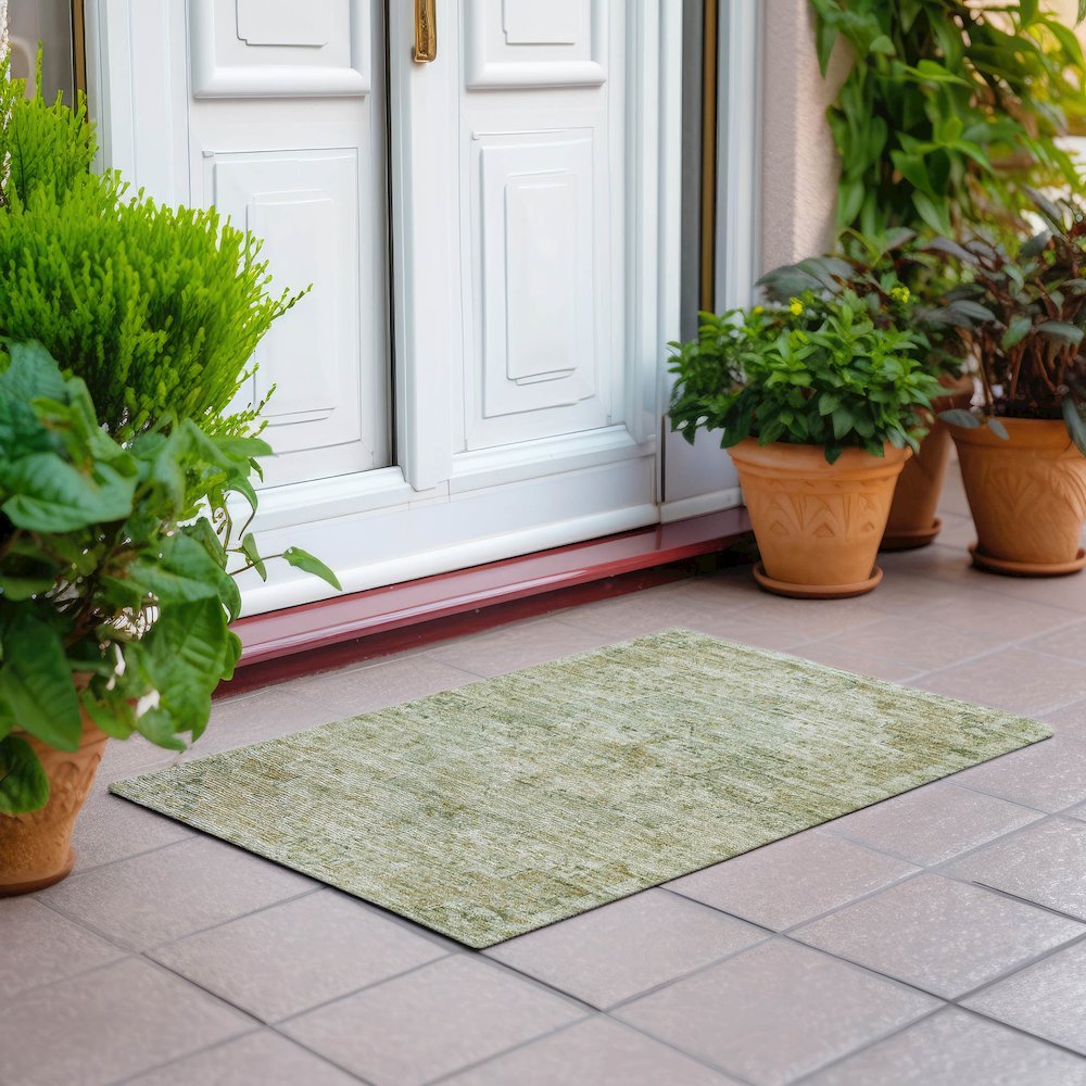 Machine Washable Indoor/Outdoor Chantille Sage 1'8" x 2'6" Rug. Picture 6