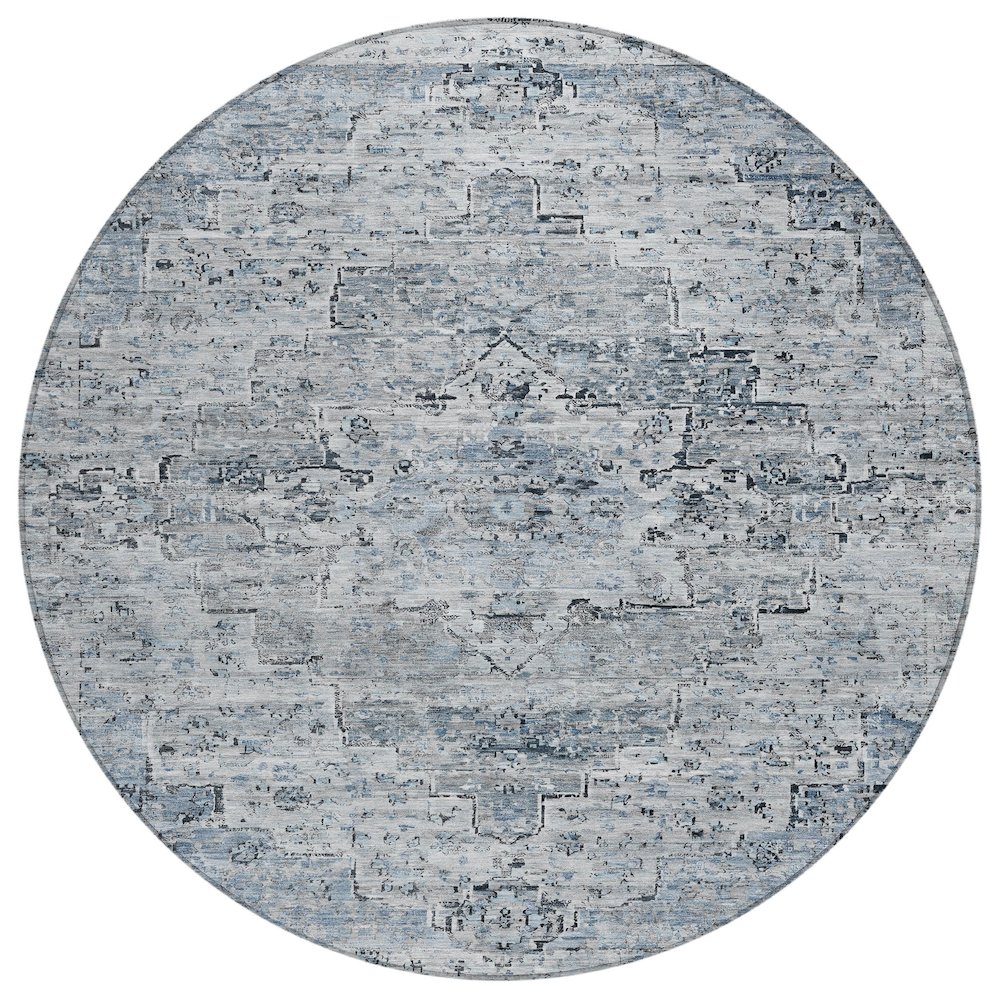 Machine Washable Indoor/Outdoor Chantille Sky 8' x 8' Round Rug. Picture 1