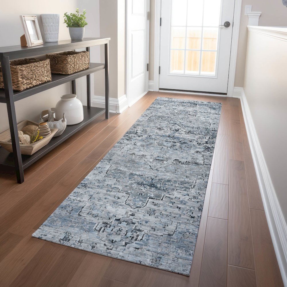 Machine Washable Indoor/Outdoor Chantille Sky 2'3" x 7'6" Runner Rug. Picture 5