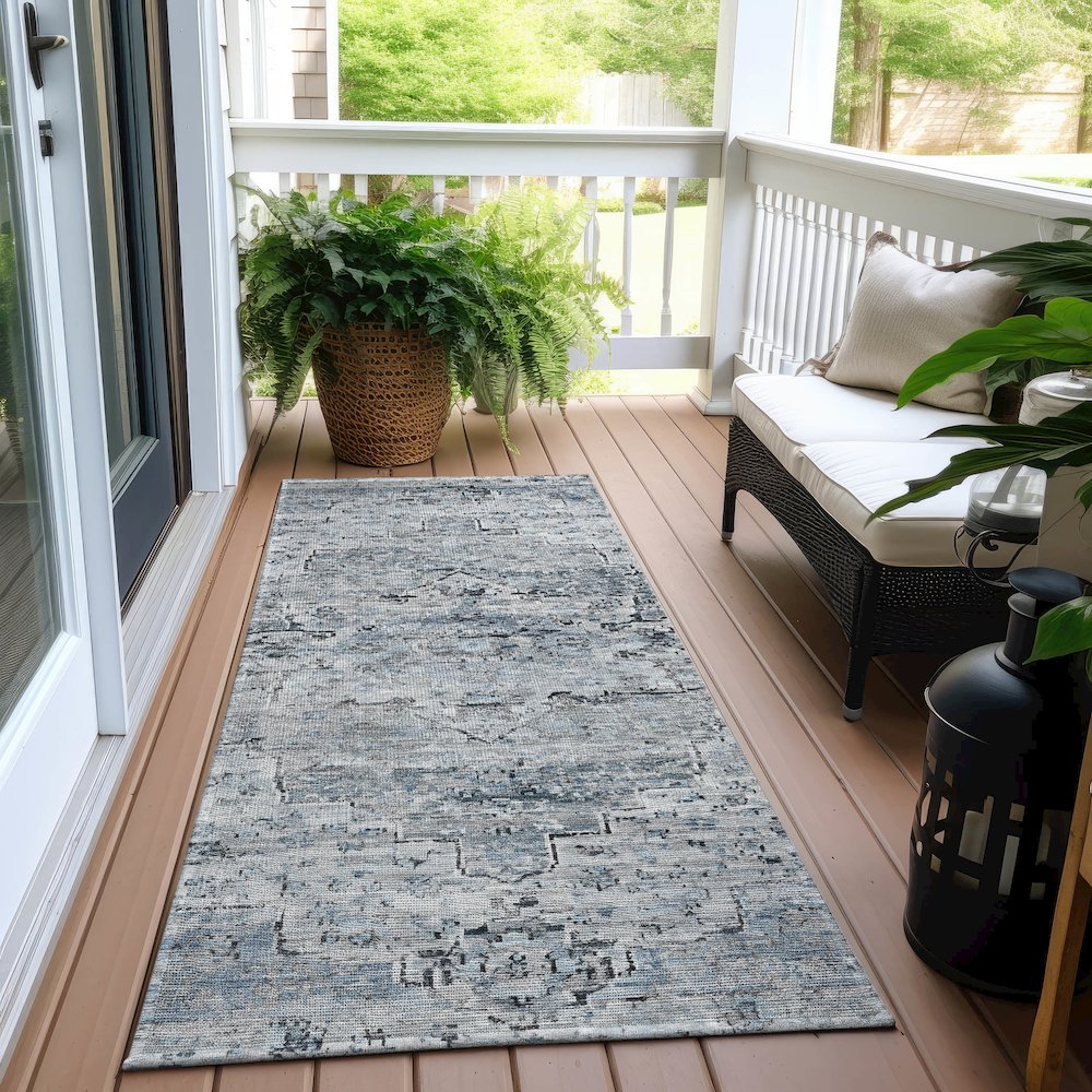 Machine Washable Indoor/Outdoor Chantille Sky 2'3" x 7'6" Runner Rug. Picture 6