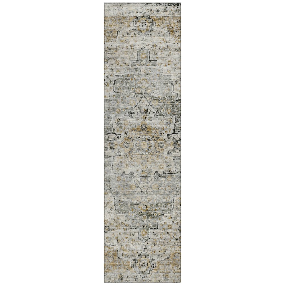 Machine Washable Indoor/Outdoor Chantille Taupe 2'3" x 7'6" Runner Rug. Picture 1