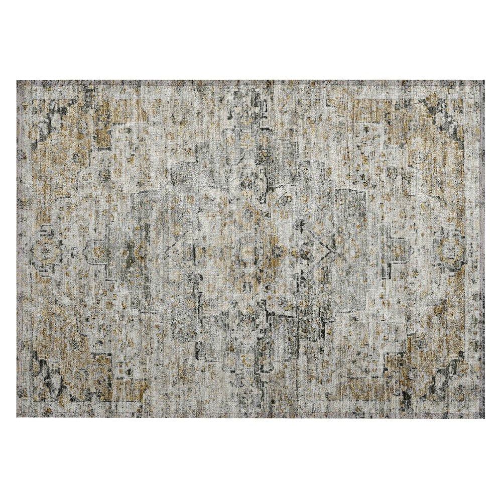 Machine Washable Indoor/Outdoor Chantille Taupe 1'8" x 2'6" Rug. Picture 1