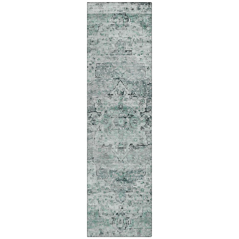 Machine Washable Indoor/Outdoor Chantille Teal 2'3" x 7'6" Runner Rug. Picture 1