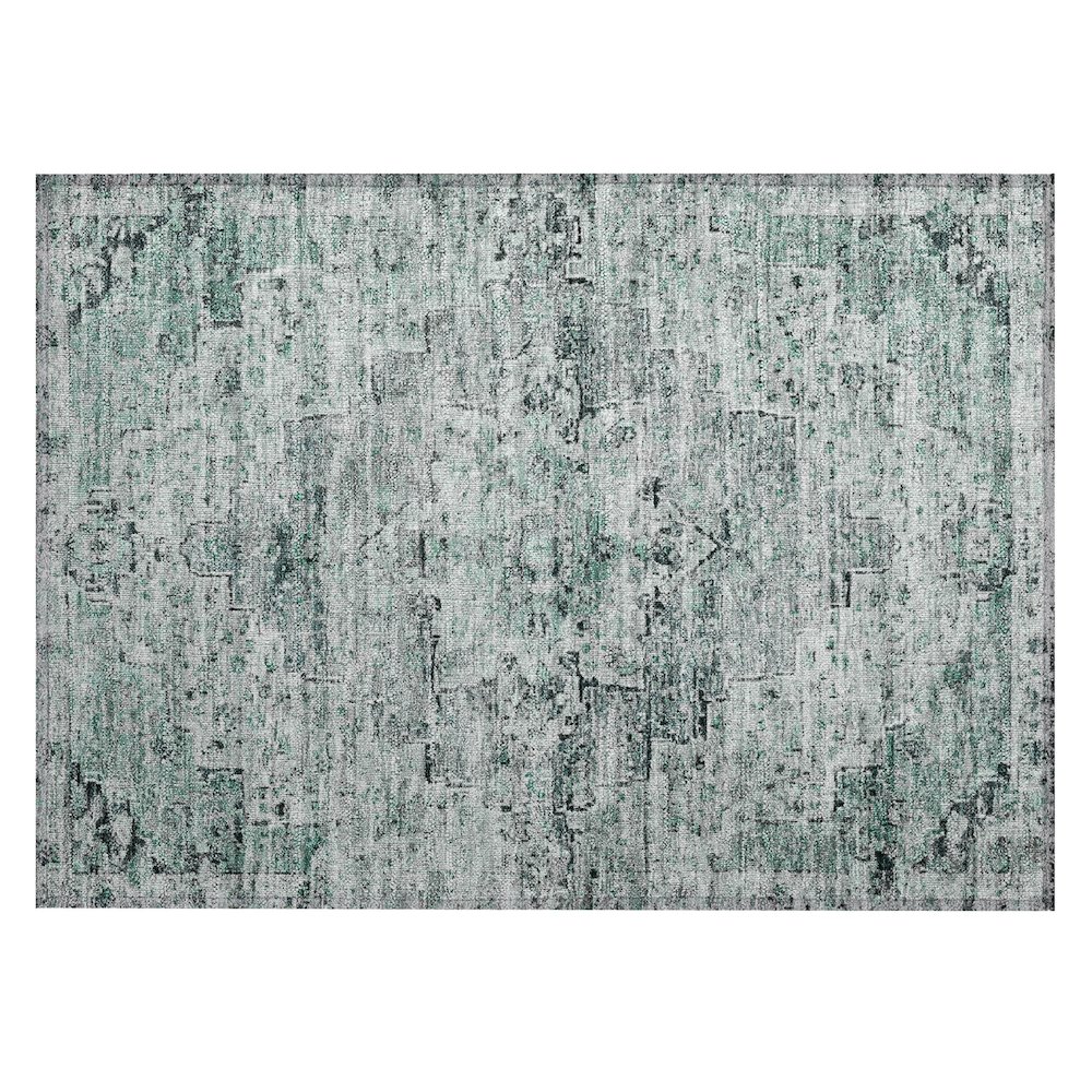Machine Washable Indoor/Outdoor Chantille Teal 1'8" x 2'6" Rug. Picture 1