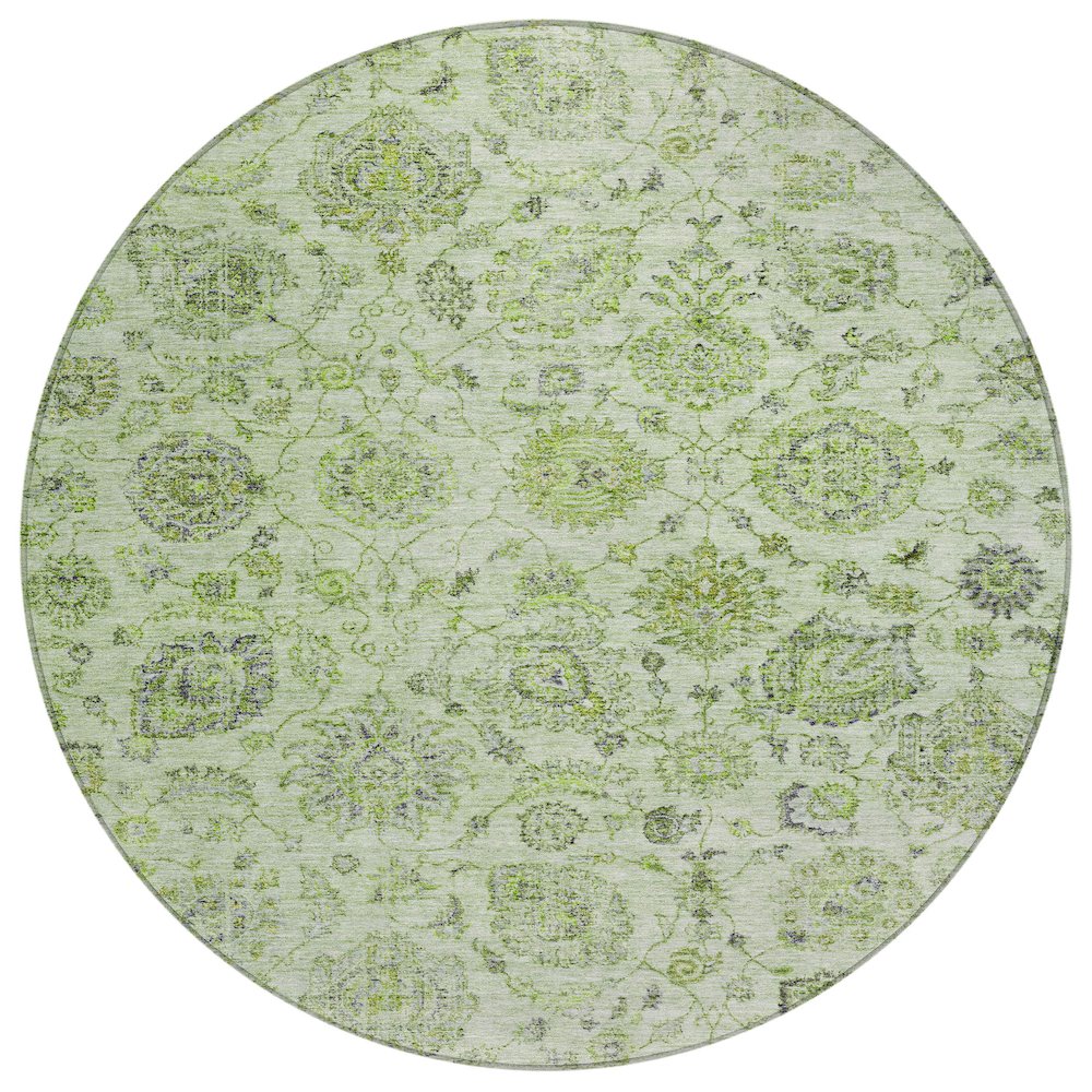 Machine Washable Indoor/Outdoor Chantille Aloe 8' x 8' Round Rug. Picture 1