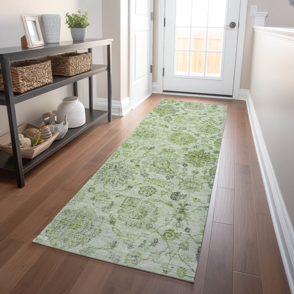 Machine Washable Indoor/Outdoor Chantille Aloe 2'3" x 7'6" Runner Rug. Picture 5