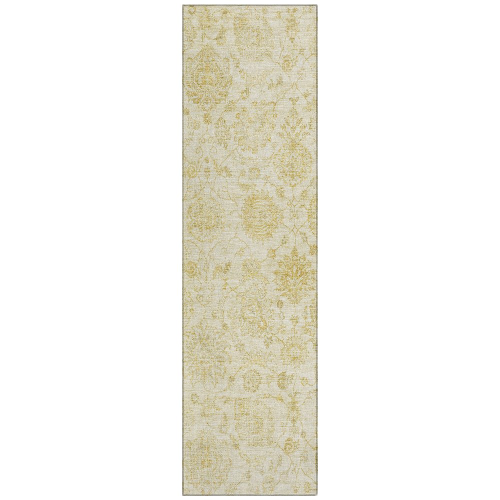 Machine Washable Indoor/Outdoor Chantille Gold 2'3" x 7'6" Runner Rug. Picture 1
