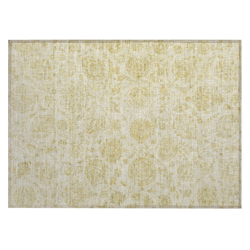 Machine Washable Indoor/Outdoor Chantille Gold 1'8" x 2'6" Rug. Picture 1