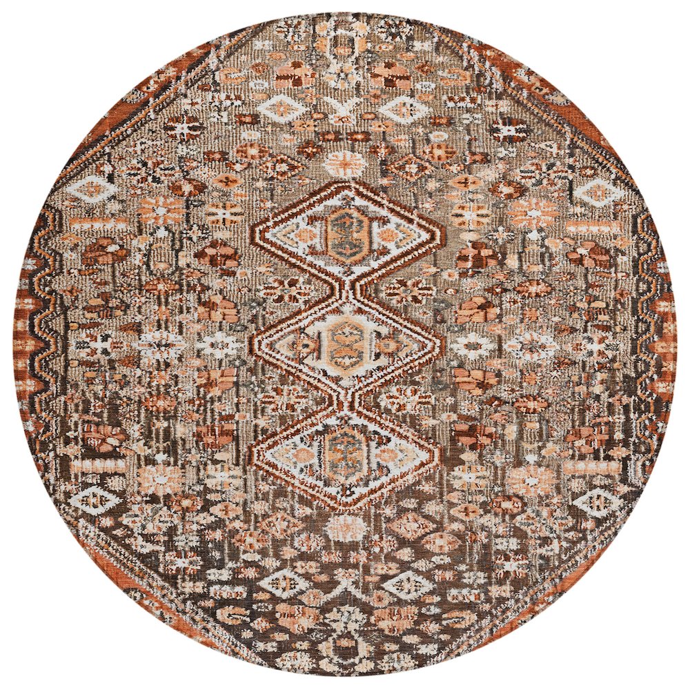 Machine Washable Indoor/Outdoor Chantille Fudge 8' x 8' Round Rug. Picture 1