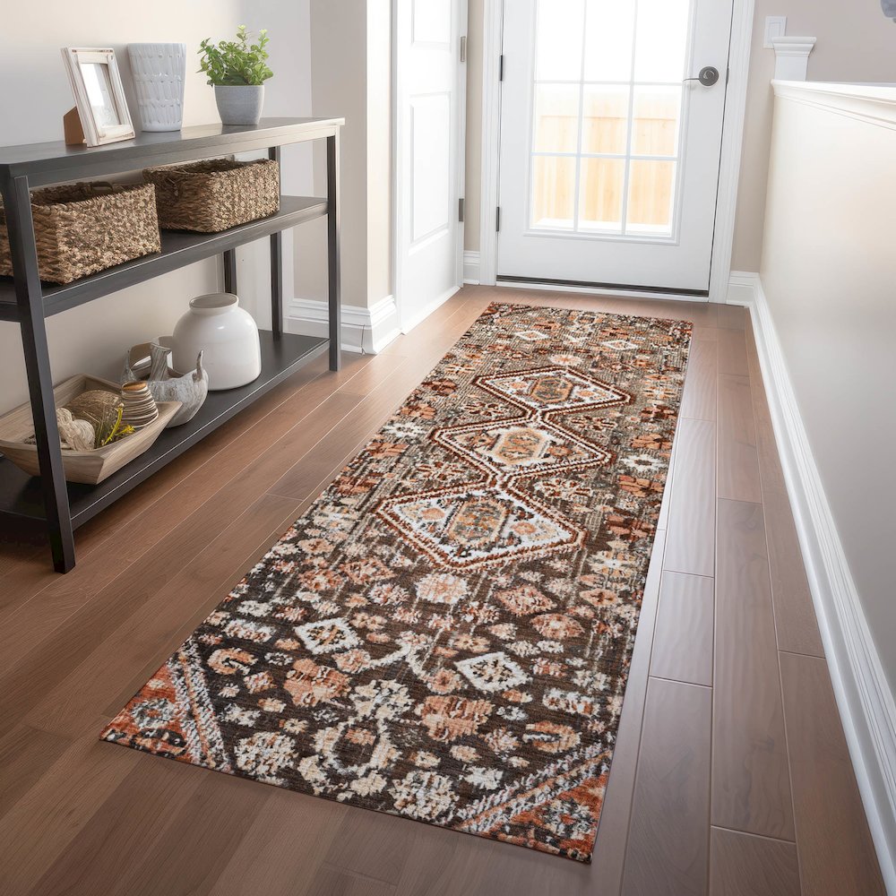 Machine Washable Indoor/Outdoor Chantille Fudge 2'3" x 7'6" Runner Rug. Picture 5