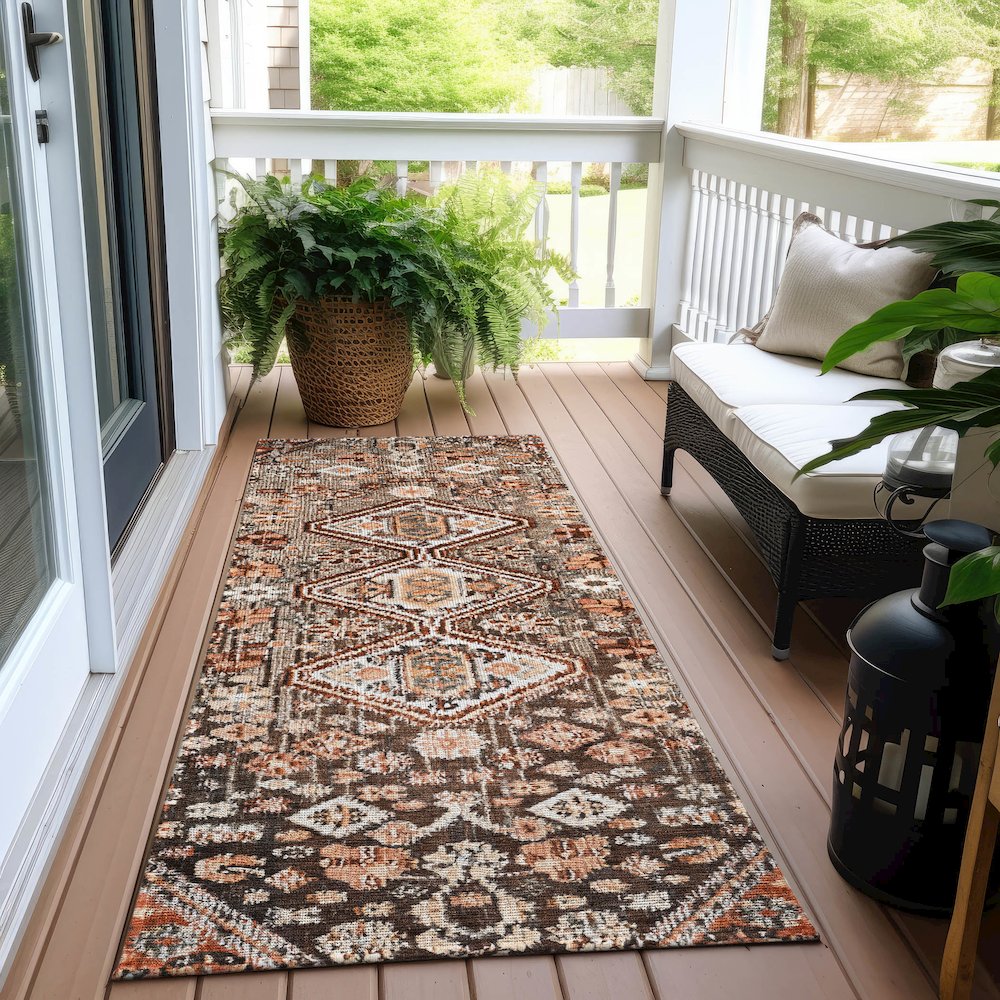 Machine Washable Indoor/Outdoor Chantille Fudge 2'3" x 7'6" Runner Rug. Picture 6