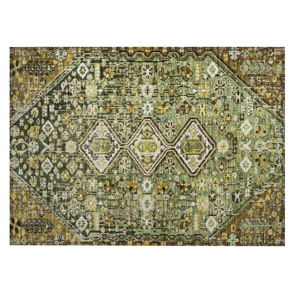 Machine Washable Indoor/Outdoor Chantille Olive 1'8" x 2'6" Rug. Picture 1