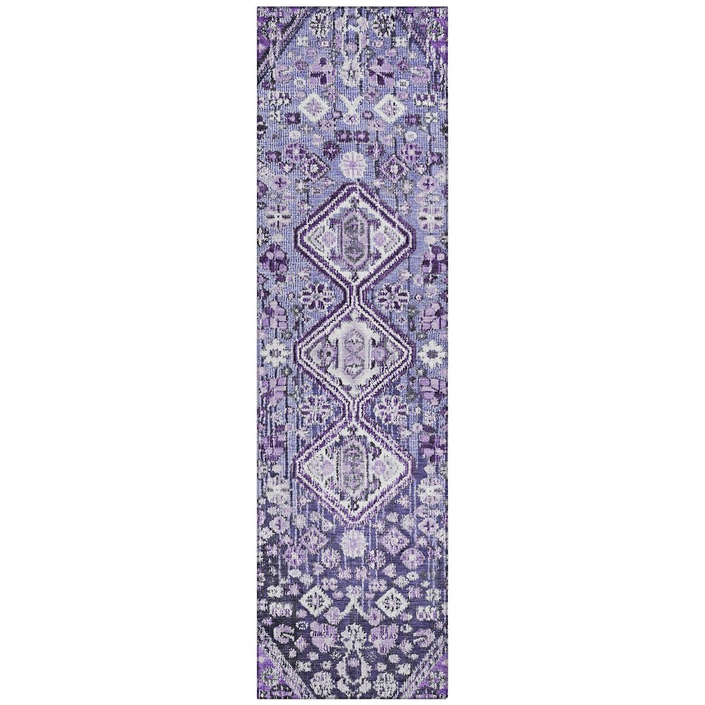 Machine Washable Indoor/Outdoor Chantille Purple 2'3" x 7'6" Runner Rug. Picture 1