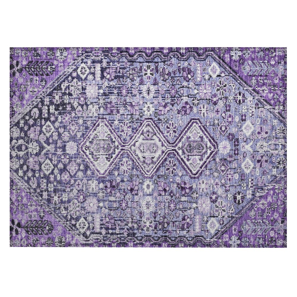 Machine Washable Indoor/Outdoor Chantille Purple 1'8" x 2'6" Rug. Picture 1