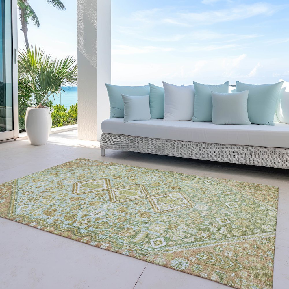 Machine Washable Indoor/Outdoor Chantille Sage 2'6" x 3'10" Rug. Picture 7
