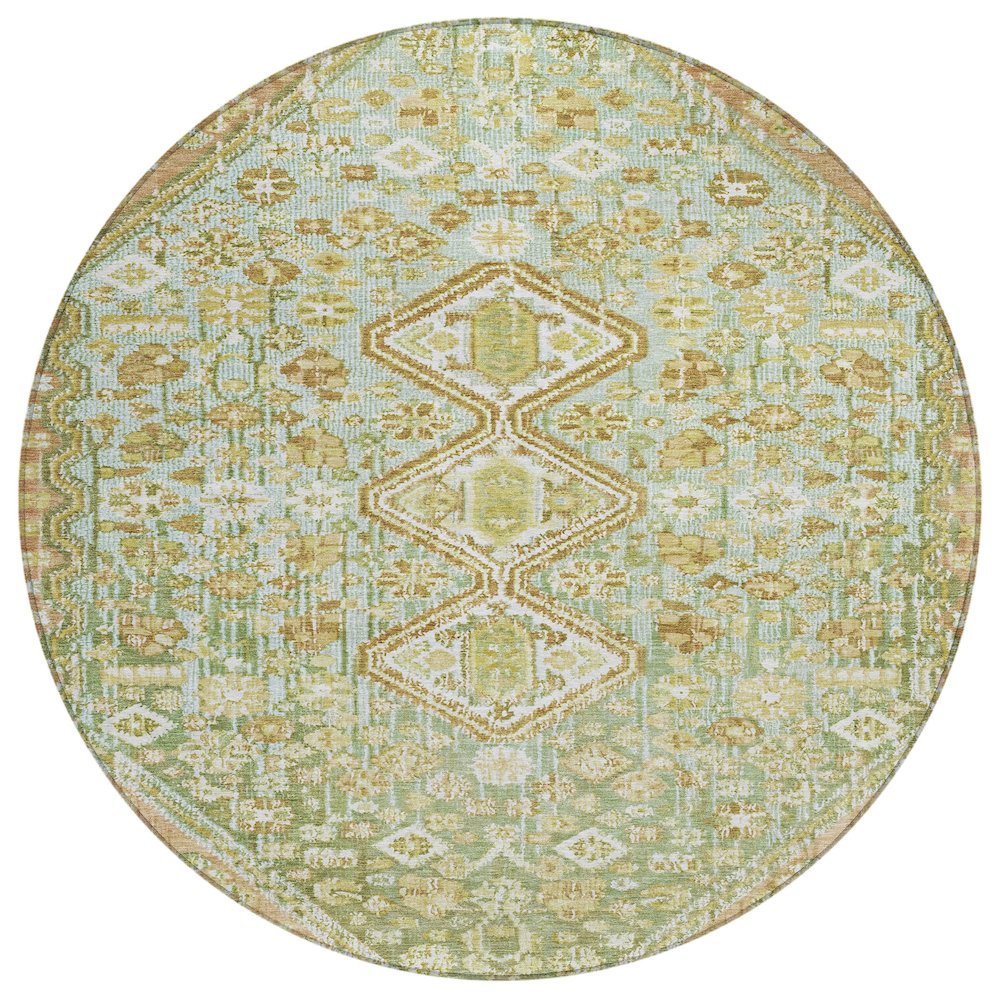 Machine Washable Indoor/Outdoor Chantille Sage 8' x 8' Round Rug. Picture 1
