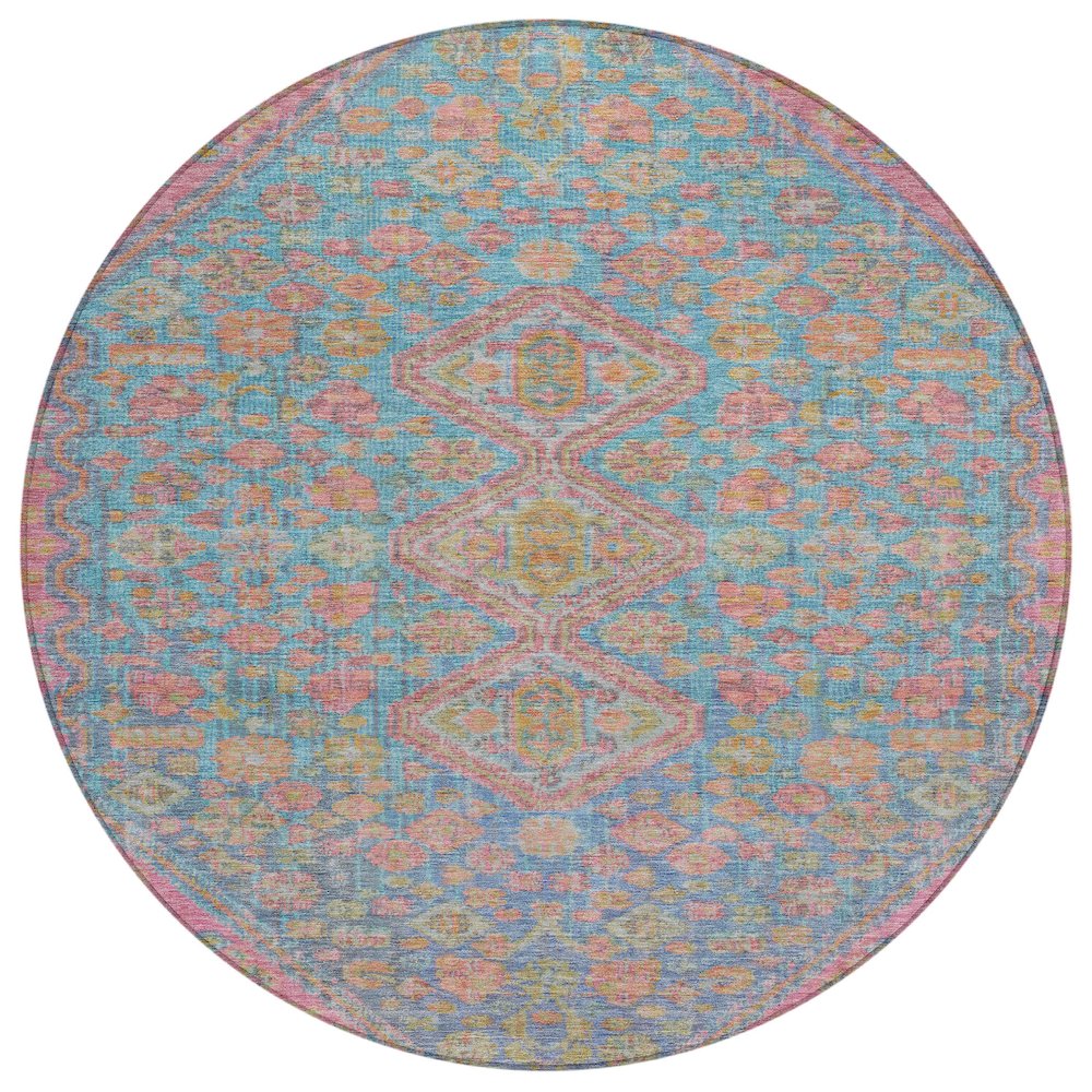 Machine Washable Indoor/Outdoor Chantille Sky 8' x 8' Round Rug. Picture 1