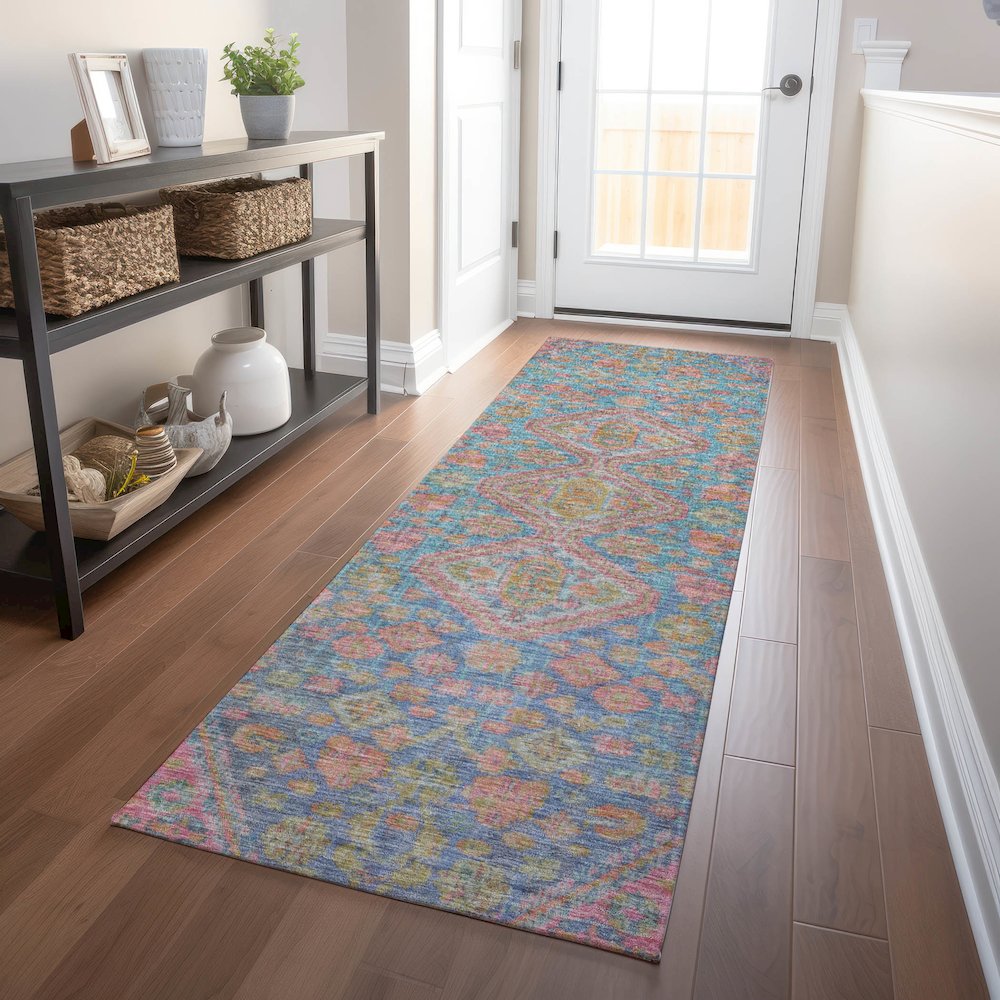 Machine Washable Indoor/Outdoor Chantille Sky 2'3" x 7'6" Runner Rug. Picture 5