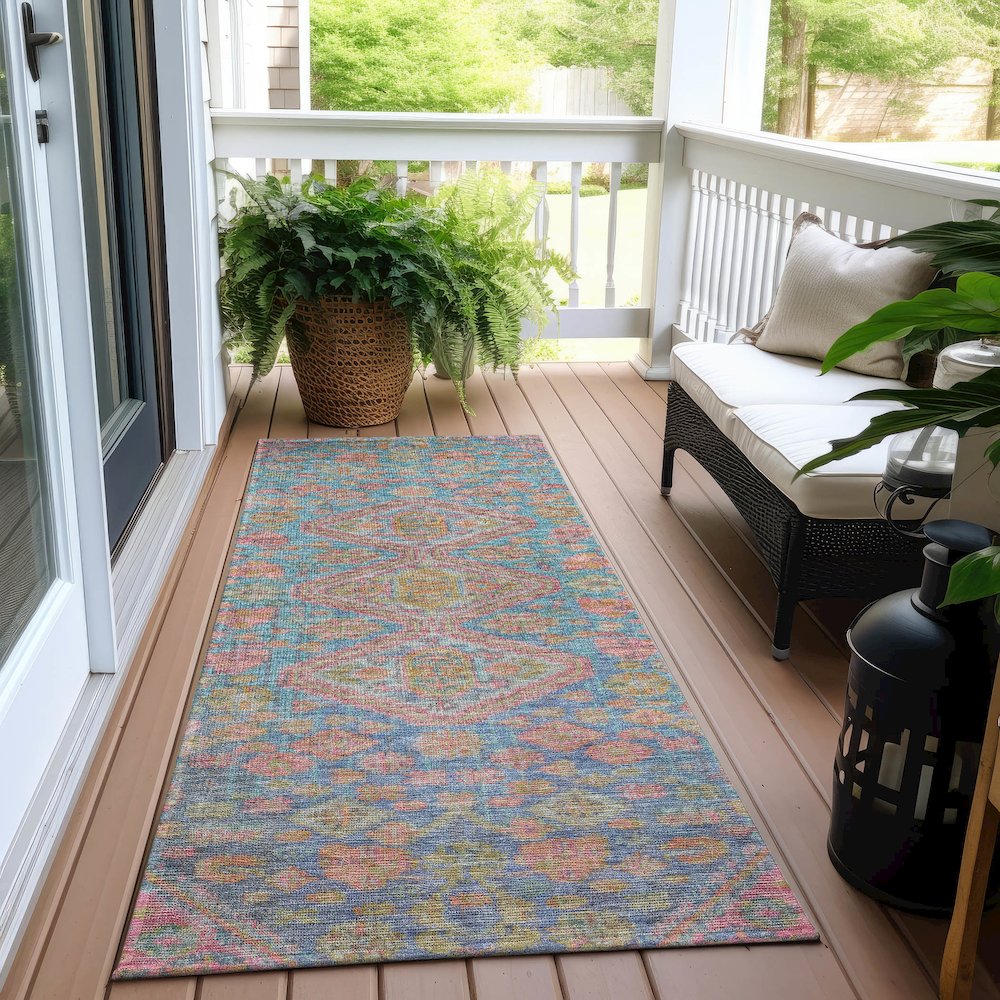 Machine Washable Indoor/Outdoor Chantille Sky 2'3" x 7'6" Runner Rug. Picture 6