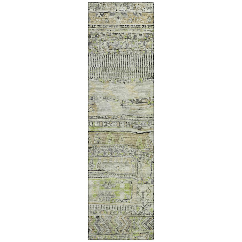 Machine Washable Indoor/Outdoor Chantille Beige 2'3" x 7'6" Runner Rug. Picture 1
