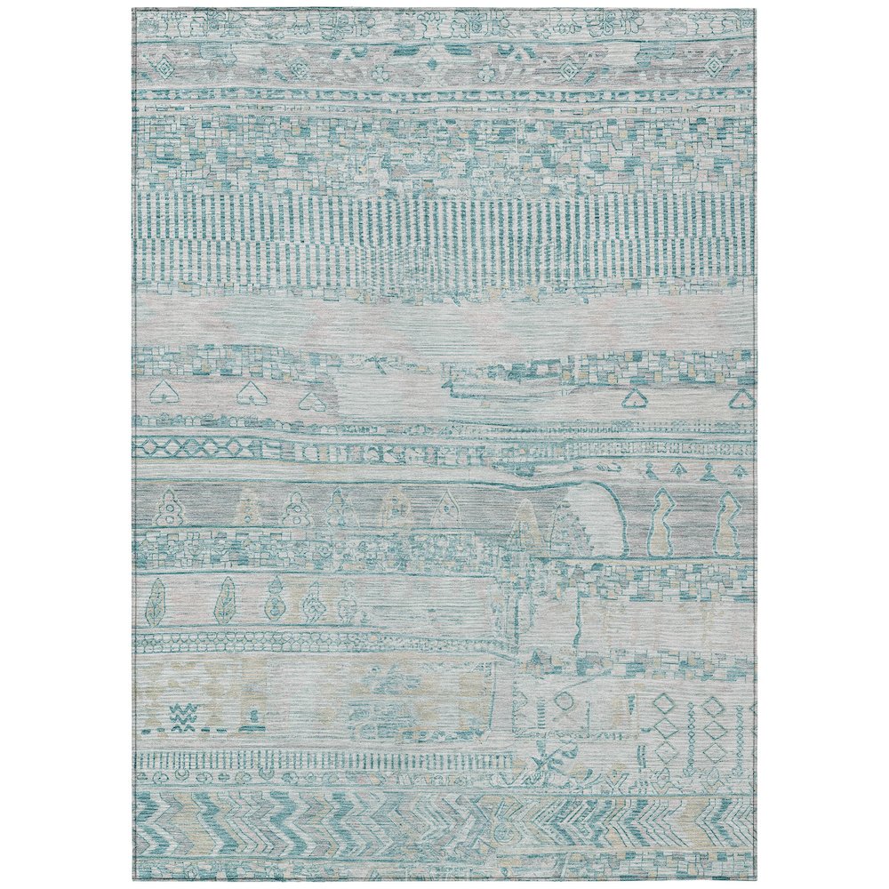 Machine Washable Indoor/Outdoor Chantille Teal 2'6" x 3'10" Rug. Picture 1