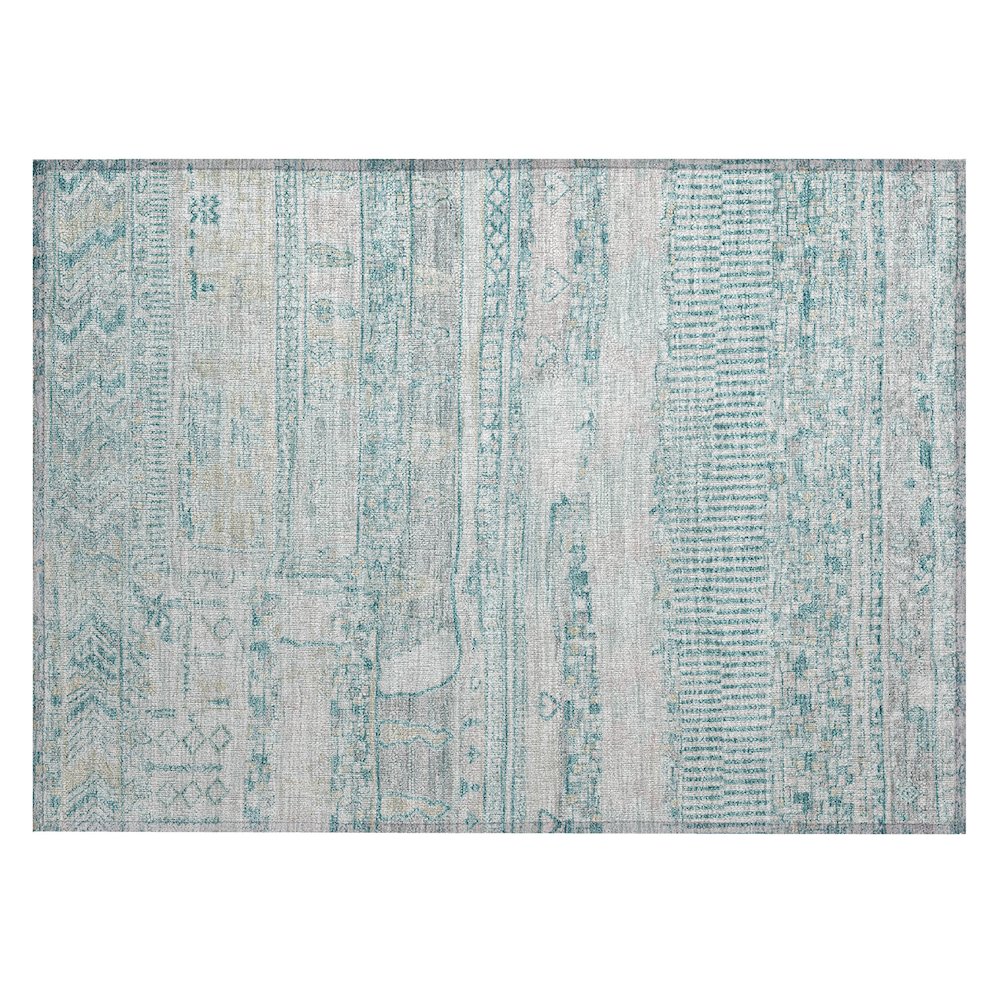 Machine Washable Indoor/Outdoor Chantille Teal 1'8" x 2'6" Rug. Picture 1