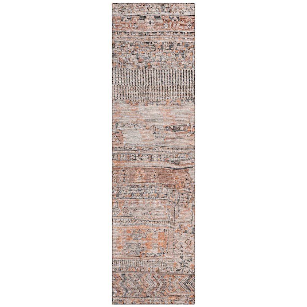 Machine Washable Indoor/Outdoor Chantille Terracotta 2'3" x 7'6" Runner Rug. Picture 1