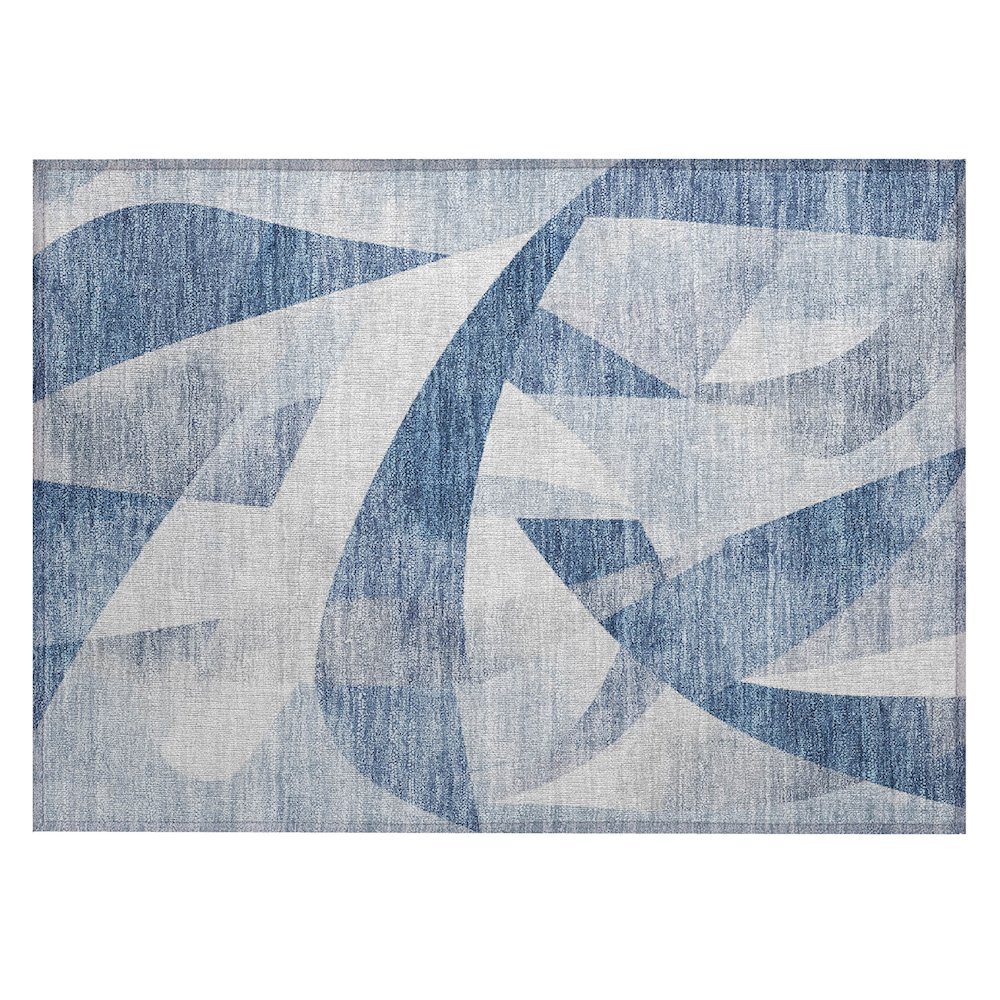 Machine Washable Indoor/Outdoor Chantille Denim 1'8" x 2'6" Rug. Picture 1