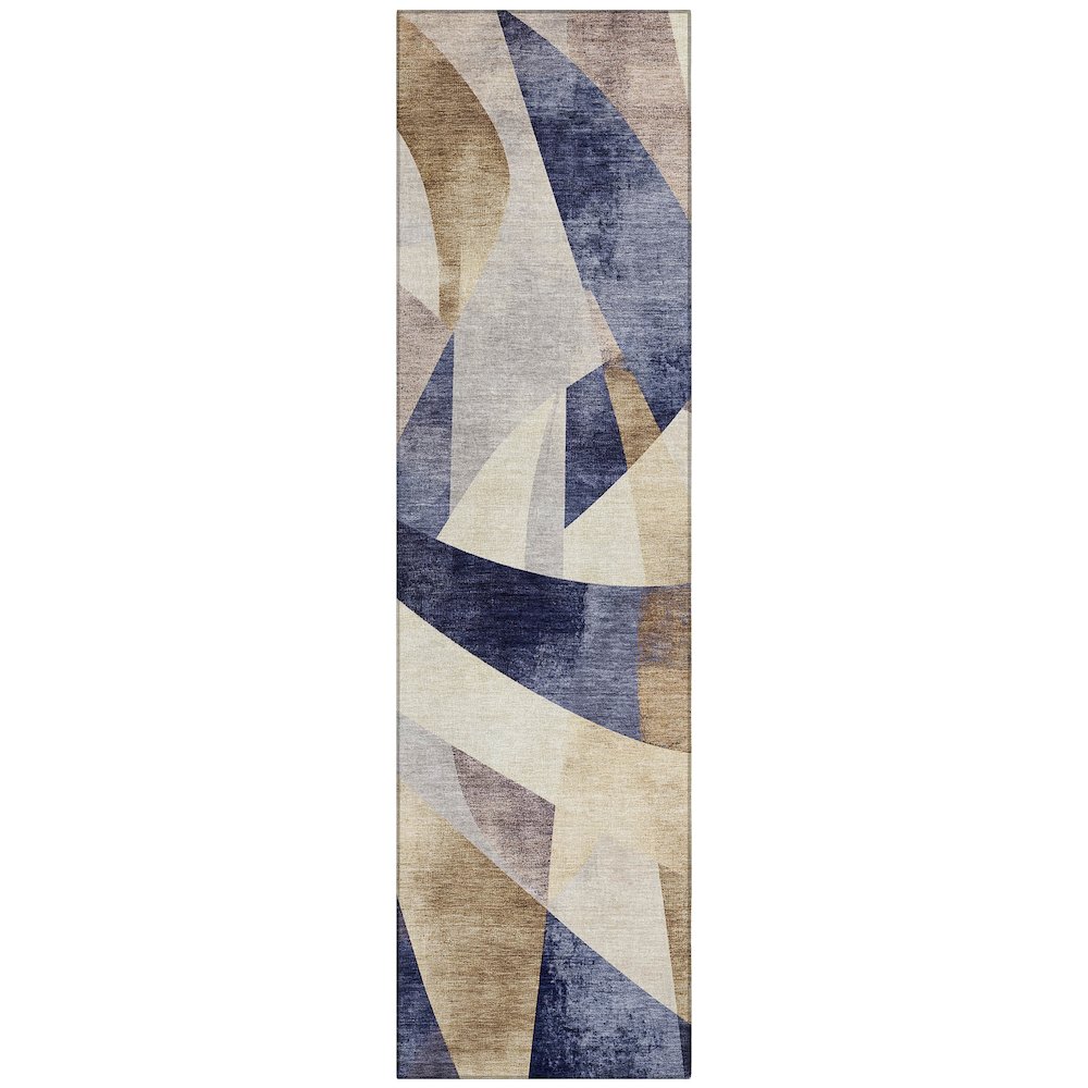 Machine Washable Indoor/Outdoor Chantille Navy 2'3" x 7'6" Runner Rug. Picture 1