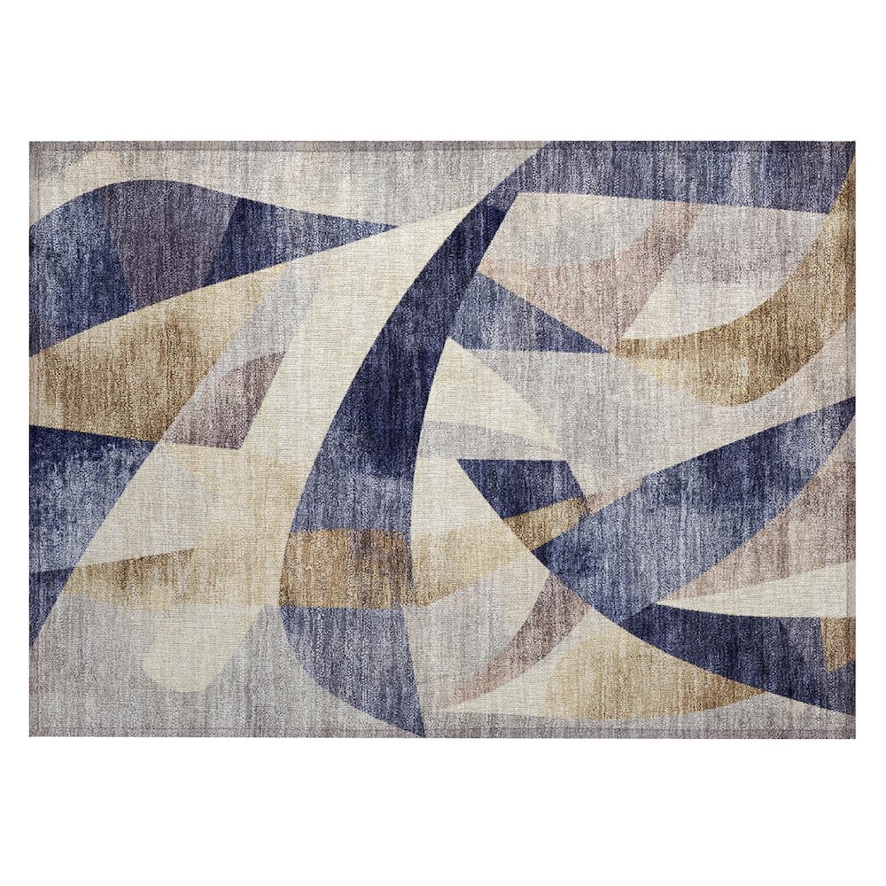 Machine Washable Indoor/Outdoor Chantille Navy 1'8" x 2'6" Rug. Picture 1